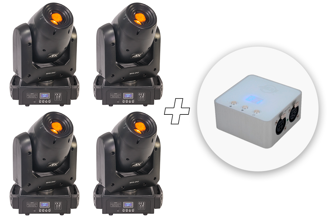 4 stk. AFX MY60 Moving Head 60 Watt + Gratis MyDMX 3.0