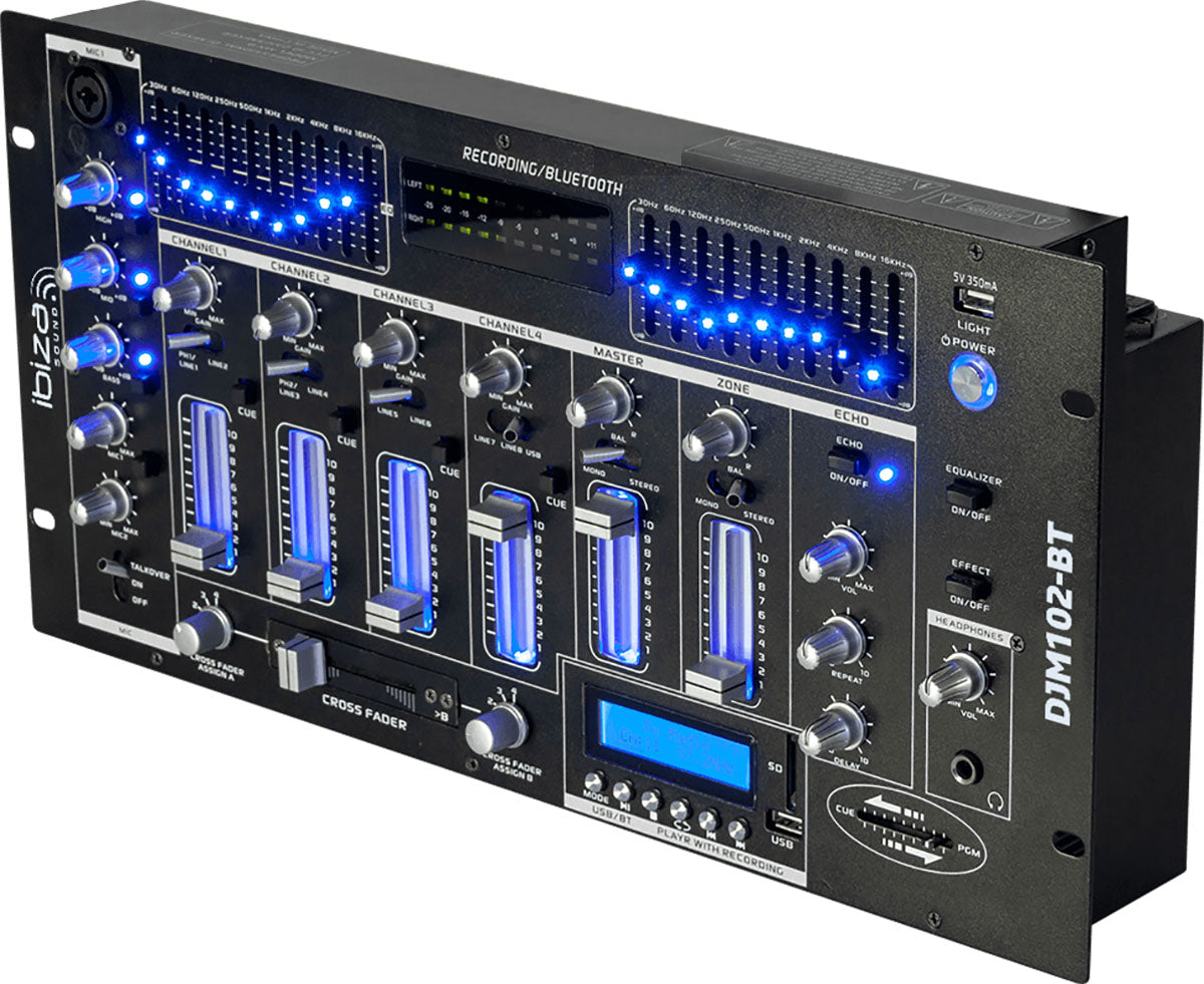 Ibiza 6-kanals Mixer/12 innganger med USB og Bluetooth