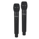 Dobbel UHF-mottaker med 2 håndholdte mikrofoner