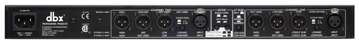 dbx 234XS Stereo 2/3-veis, Mono 4-veis skillelinje