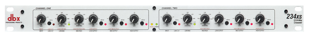dbx 234XS Stereo 2/3-veis, Mono 4-veis skillelinje