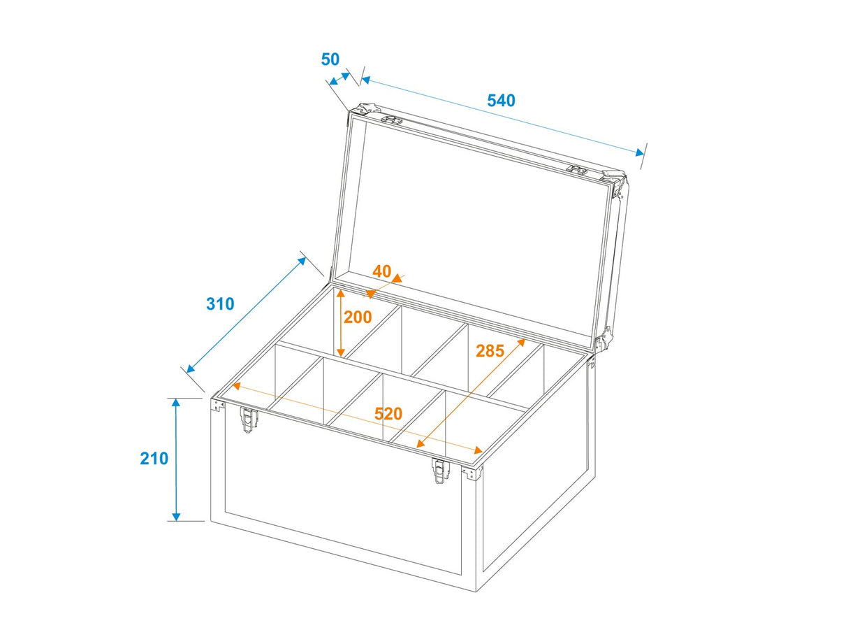 Roadinger Flightcase med skumskillevegg (53,8 x 29 x 28 cm)