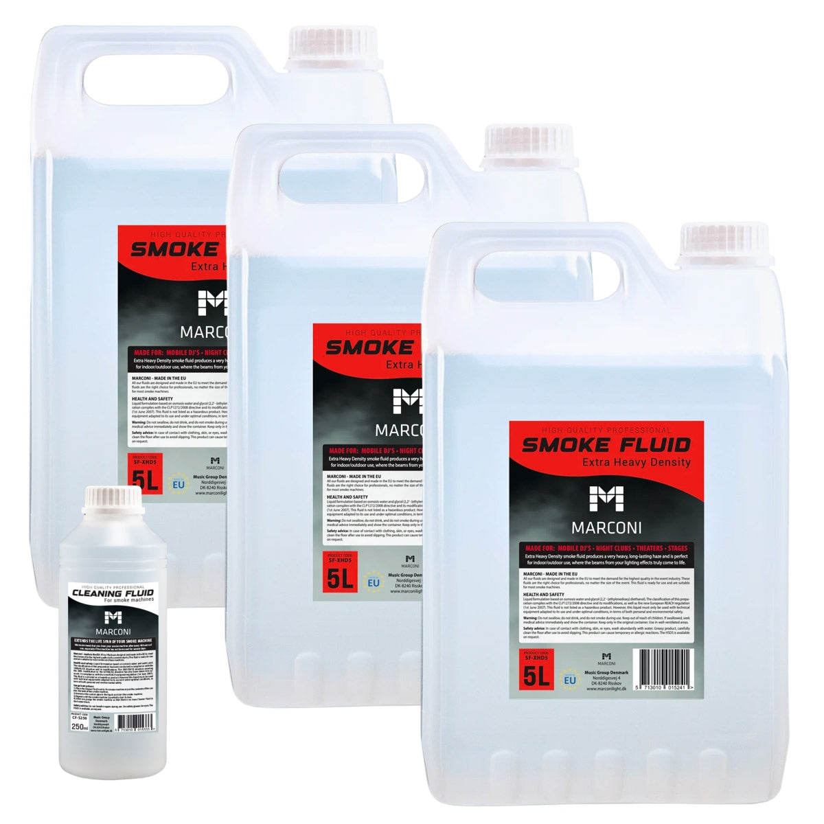 3 x 5L Røykvæske (Extra Heavy Density) + 250ml Rensevæske