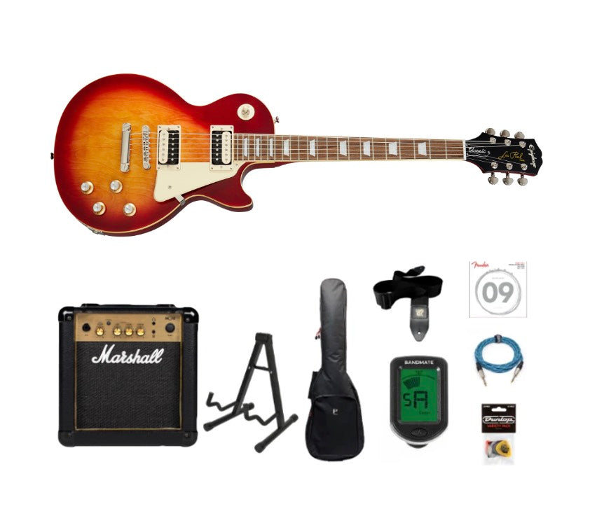 Epiphone Les Paul Classic el-gitar startpakke (Heritage Cherry Sunburst)