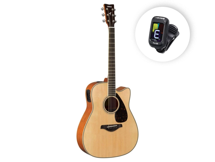 Yamaha Western Guitar FGX820C (naturlig + gratis tuner)