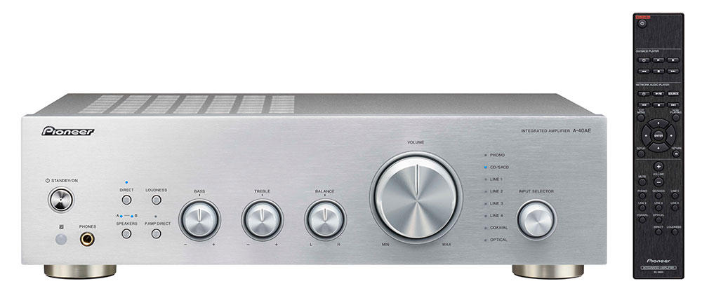 Pioneer A-40AE HI-FI-forsterker (sølv, 2x60W)