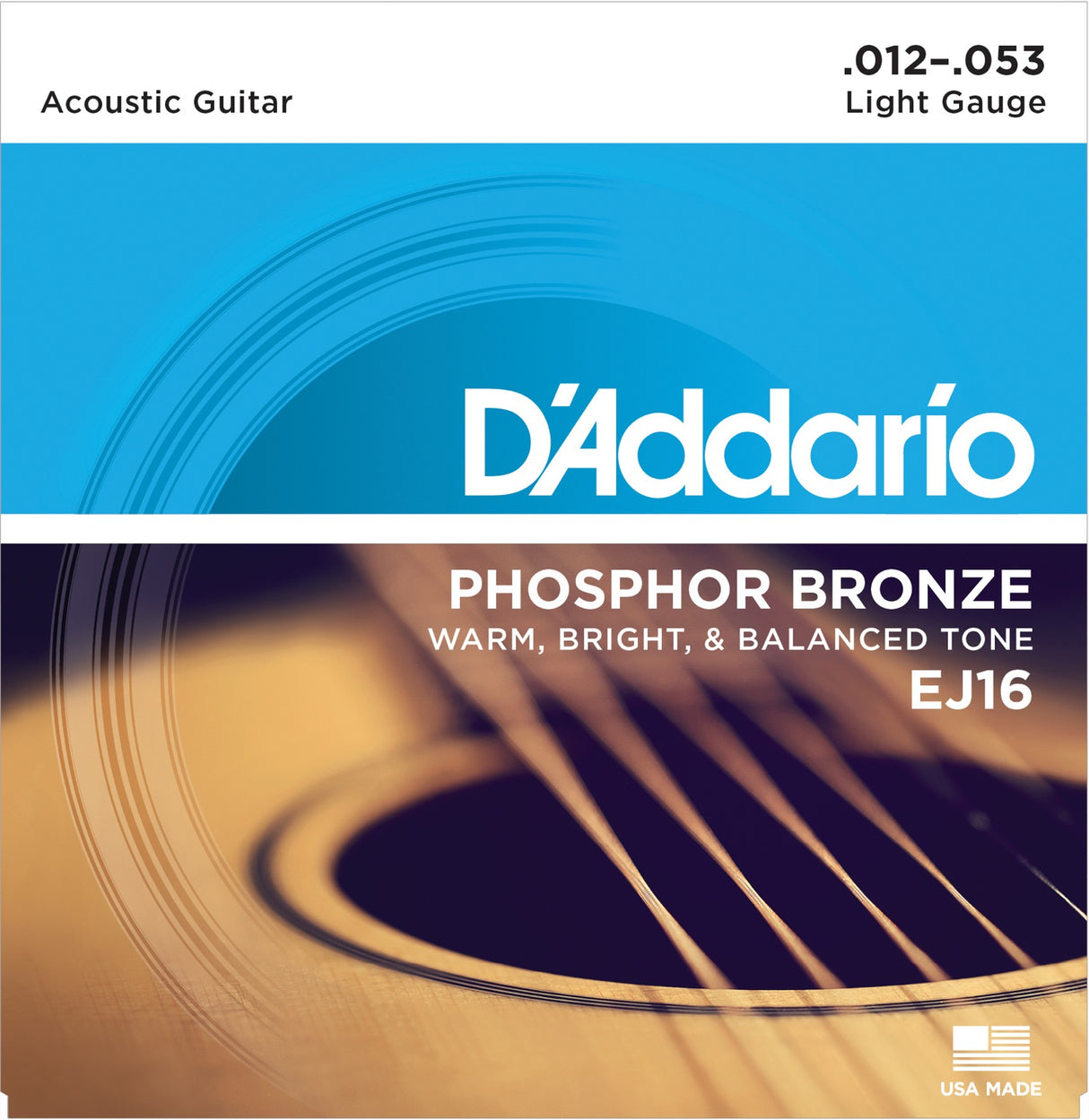 Daddario EJ16 fosforbronse gitarstrenger (lys, 12-53)