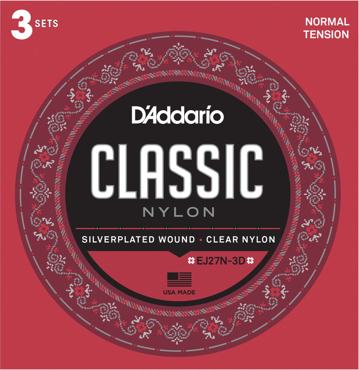 Daddario EJ27N-3D gitarstrenger 3-pack (normal spenning, 0280-043)
