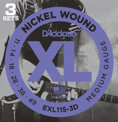 Daddario EXL115-3D gitarstrenger 3-pack (medium, 11-49)