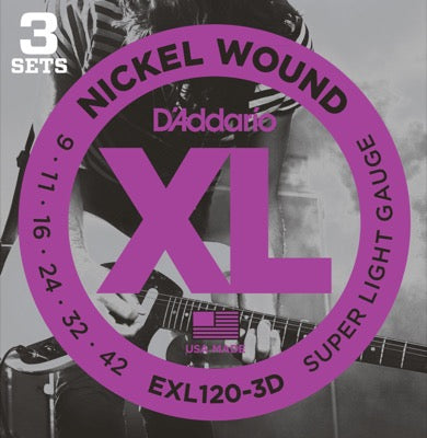 Daddario EXL120-3D gitarstrenger 3-pack (Super Light 09-42)