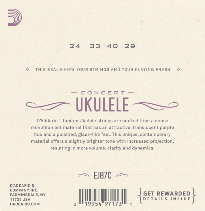 Daddario EJ87C Konsert Ukulele strengesett