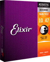 Elixir Nanoweb Bronze 80/20 gitarstrenger (ekstra lette, 10-47)