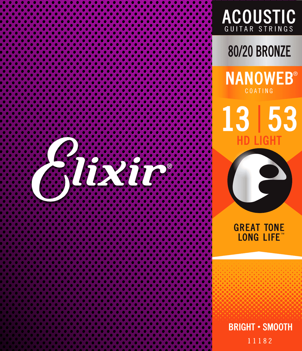 Elixir Nanoweb Bronze 80/20 gitarstrenger (HD Light, 13-53)