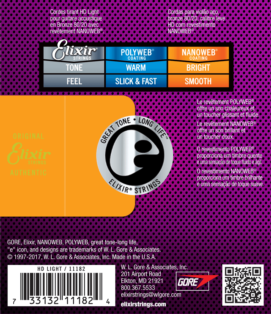 Elixir Nanoweb Bronze 80/20 gitarstrenger (HD Light, 13-53)