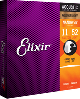 Elixir Nanoweb Phosphor Bronze  gitarstrenger (tilpasset lys, 11-52)