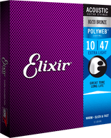 Elixir Polyweb Bronze 80/20 gitarstrenger (ekstra lette, 10-47)