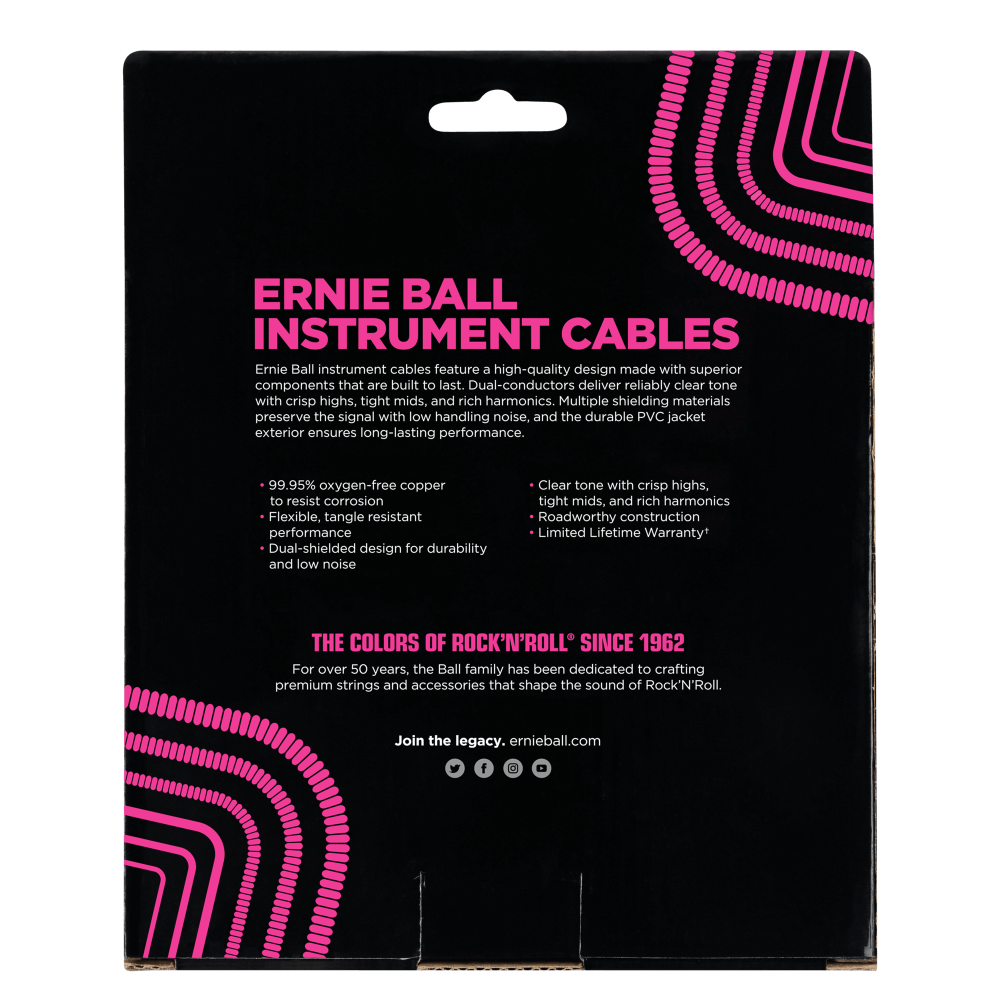 Ernie Ball 6044 gitarkabel (svart, 9m)