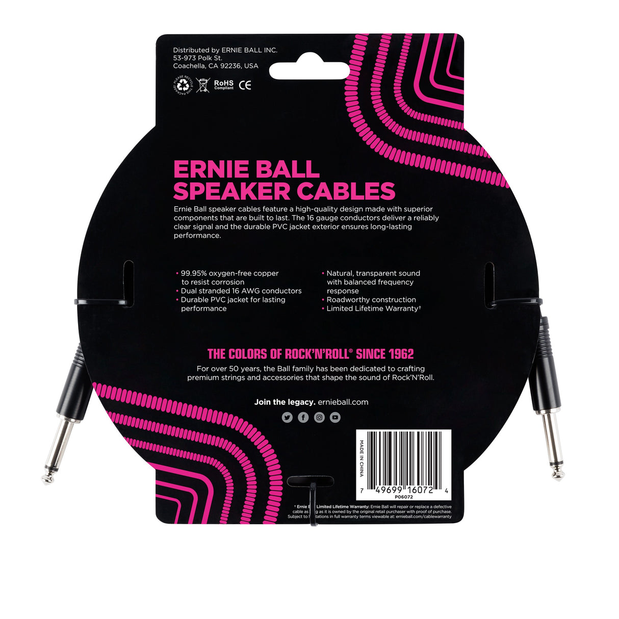 Ernie Ball 6072 gitarkabel (1,8 m)