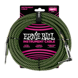 Ernie Ball 6082 gitarkabel (svart, grønn, 5,4 m)