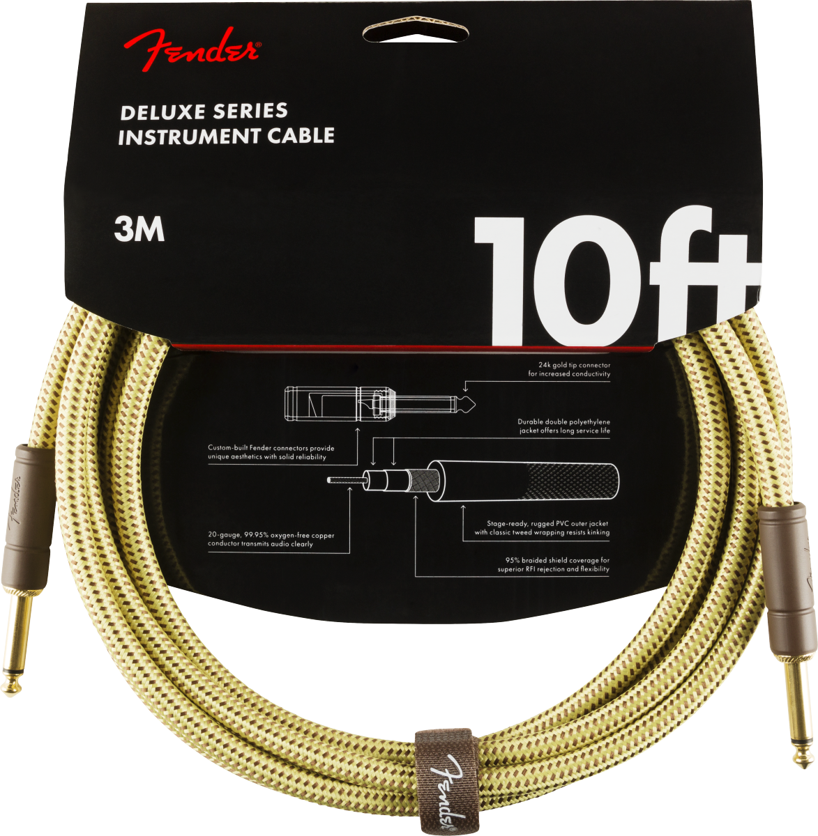 Fender Deluxe gitarkabel (Tweed, 3m)