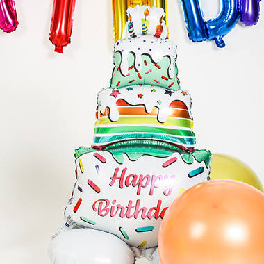 Folieballong "Gratulerer med dagen!" Kake (72 cm)