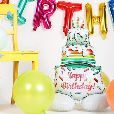 Folieballong "Gratulerer med dagen!" Kake (72 cm)