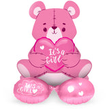 Folieballong med basebjørn 'It's a Girl' (rosa, 61 cm)