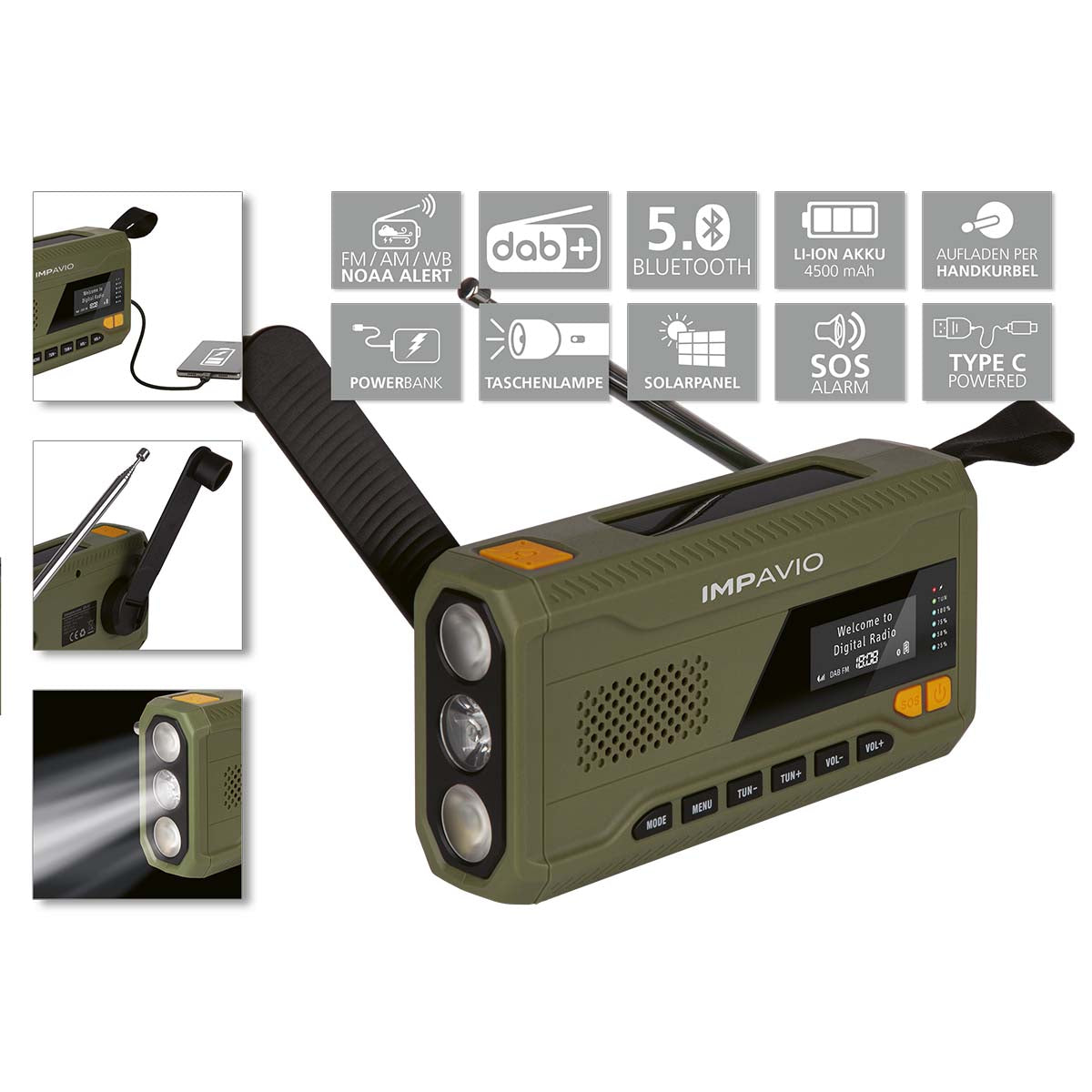 DAB1 Robust utendørsradio med DAB+/FM