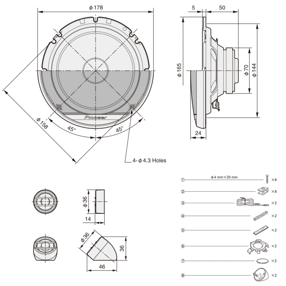Pioneer TS-G170C 2-veis bilhøyttalersystem (17 cm, 6,5")