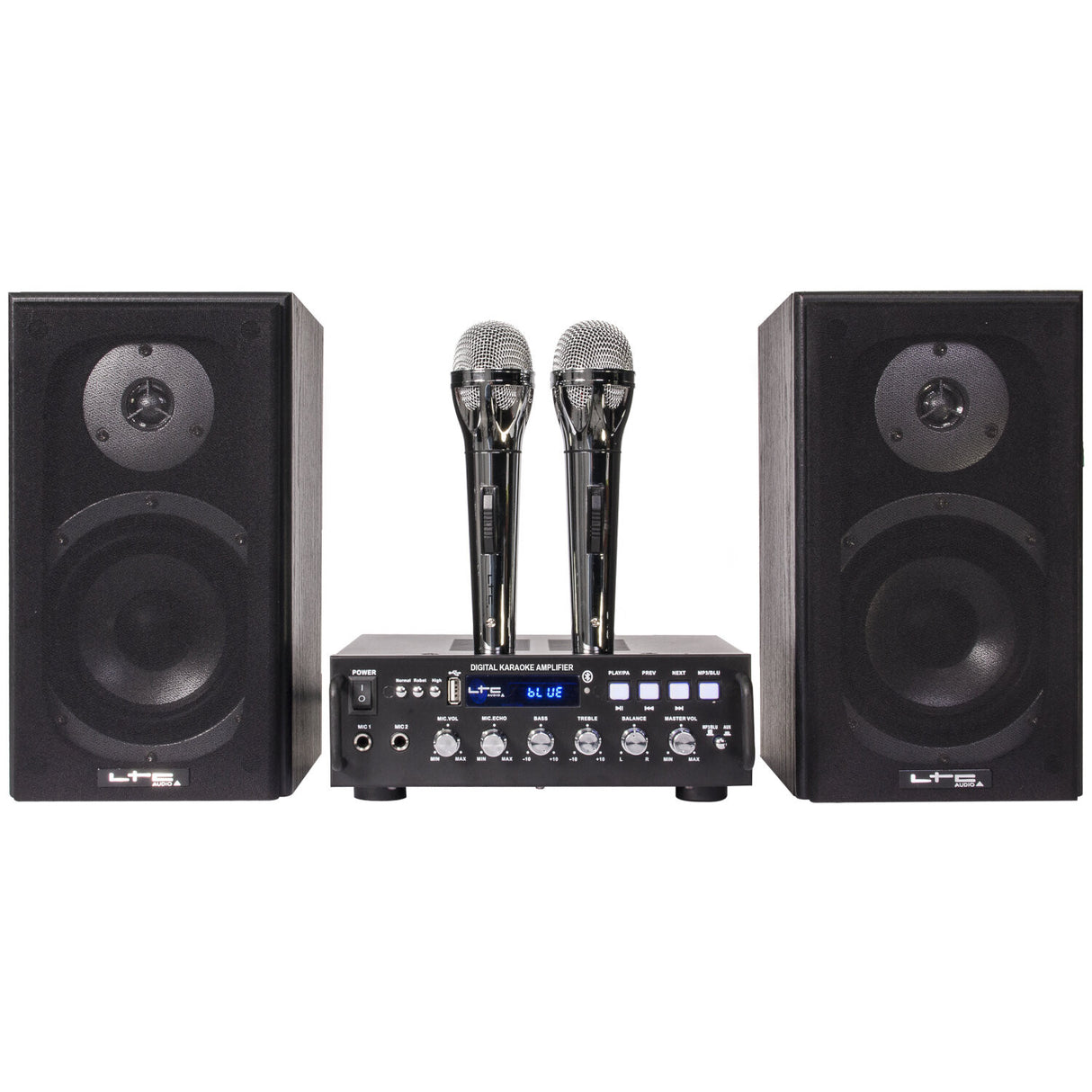 Karaokesystem med Bluetooth og ekko (2x 75W)