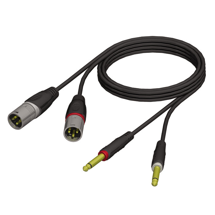 Adapterkabel 2 x XLR hann til 2 x 6,3 mm Jack mono