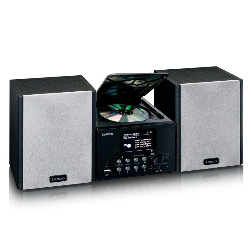 Lenco MC-250 MicroSet Mini Stereo og Internett- Radio (svart/sølv)