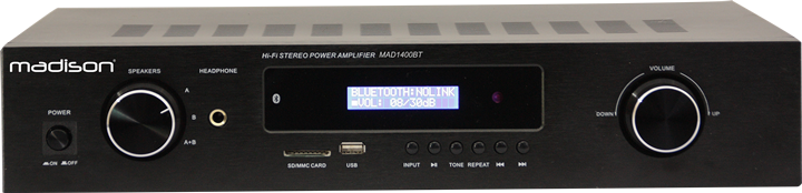 Madison HI-FI stereoforsterker (svart, 2x100W)