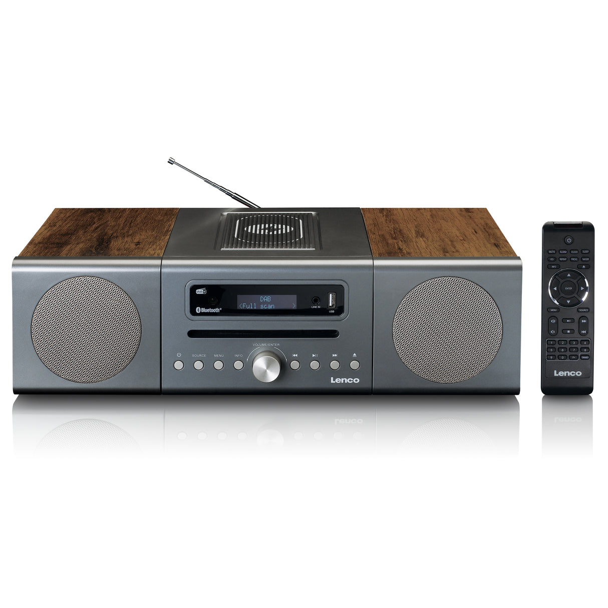 Lenco MC-175SI DAB+CD MP3-spiller (brun/sølv)