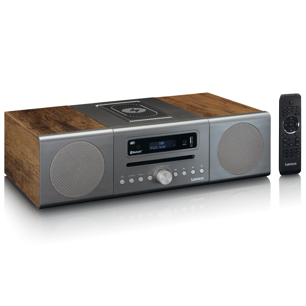Lenco MC-175SI DAB+CD MP3-spiller (brun/sølv)