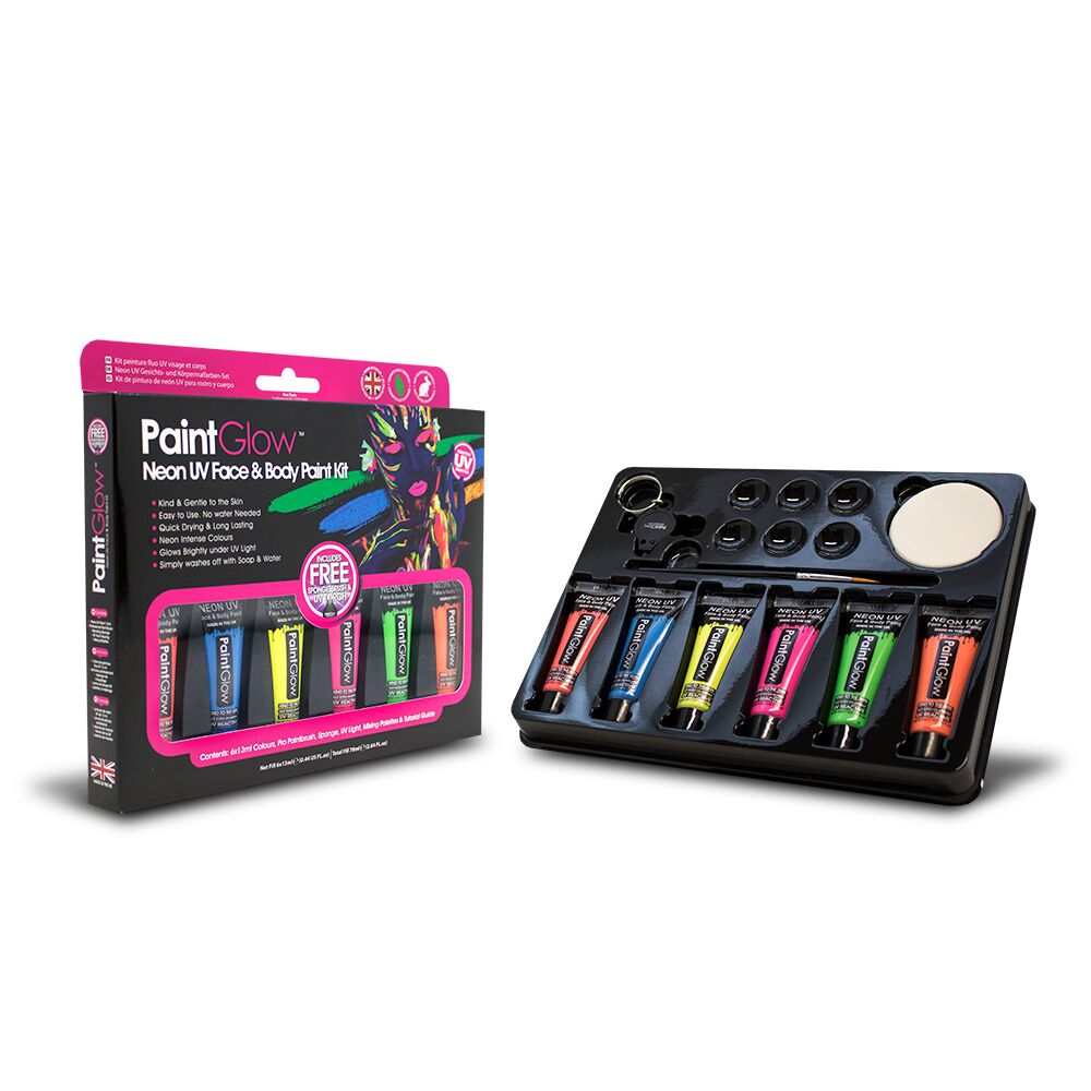 Neon UV ansikts- og kroppsmalingsett