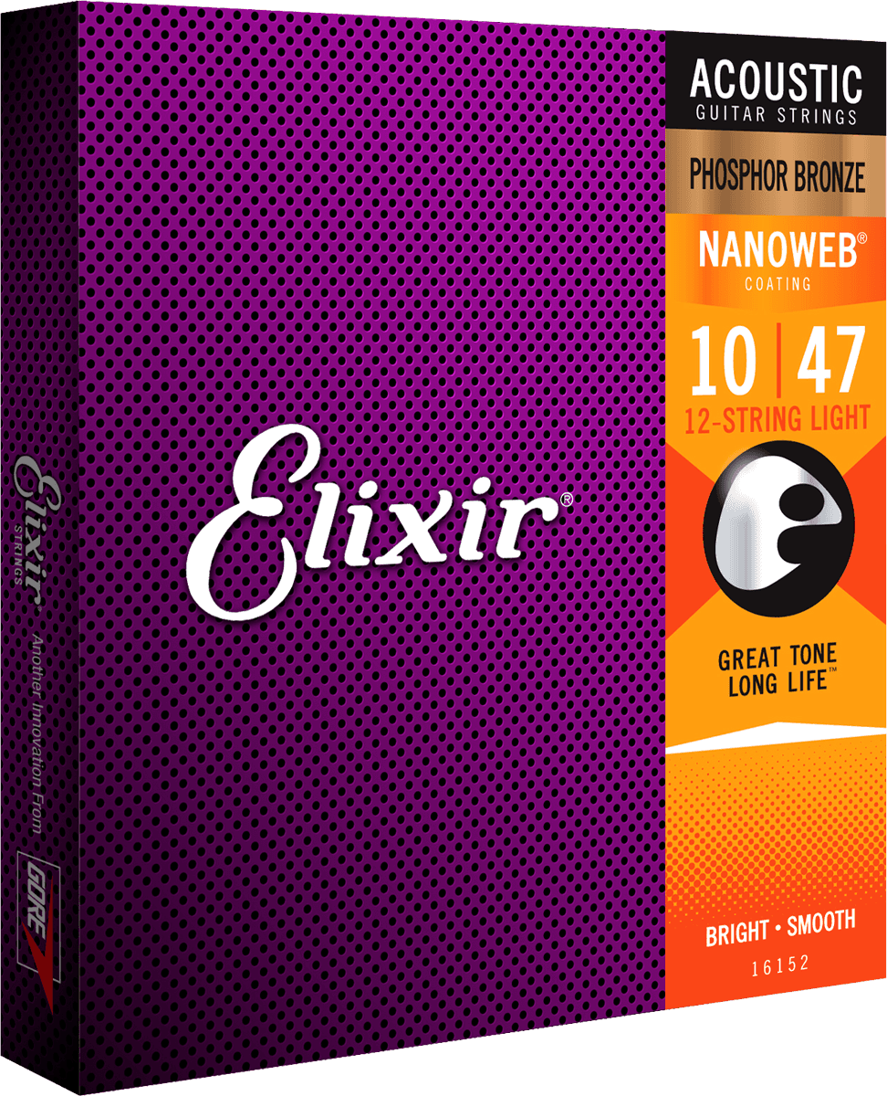 Elixir Nanoweb Phosphor Bronze gitarstrenger (12-strengs, 10-47)
