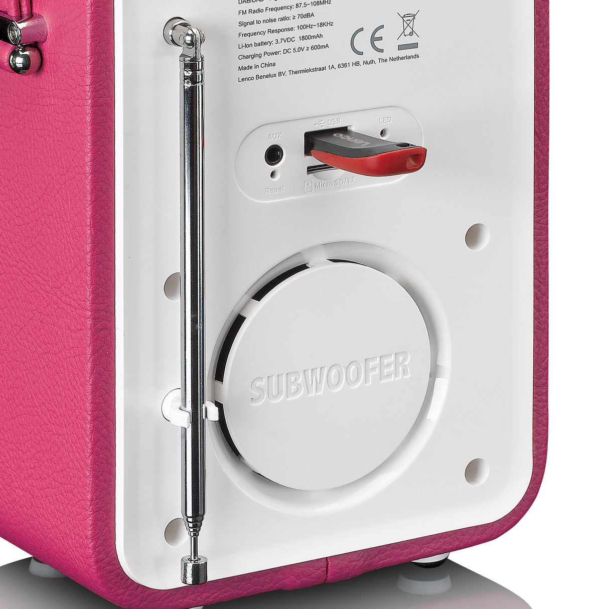 Lenco PDR-051 DAB+ Radio (rosa/hvit)