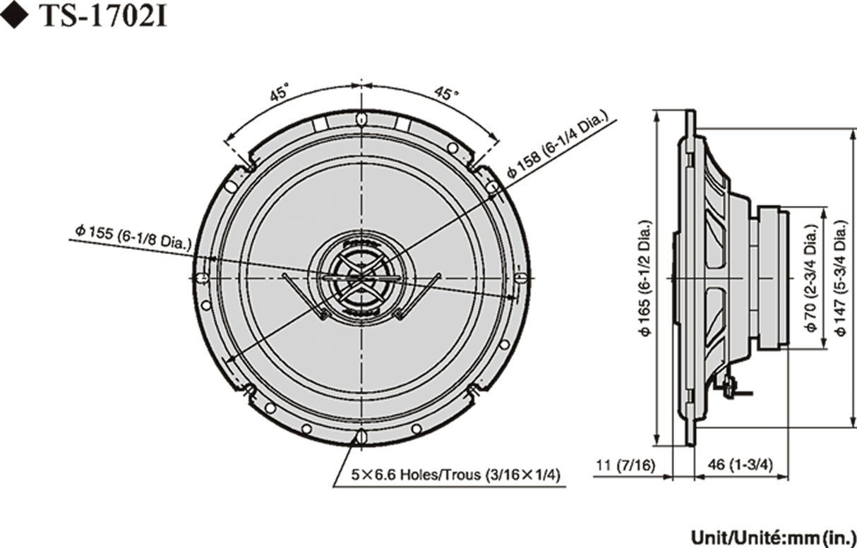 Pioneer TS-1702i bilhøyttalere (17 cm, 6,5")