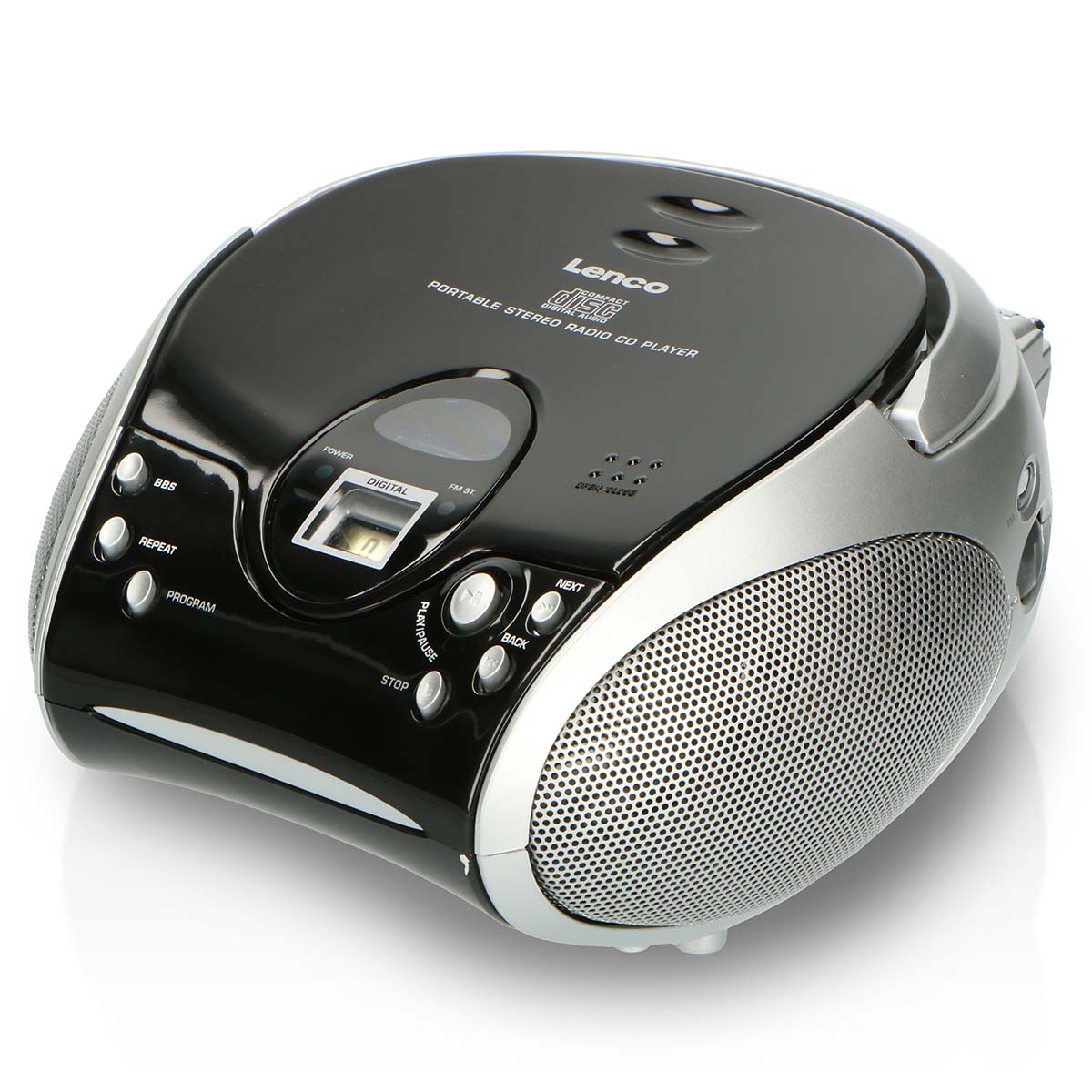 Bærbar stereo FM-radio med CD-spiller Svart/sølv