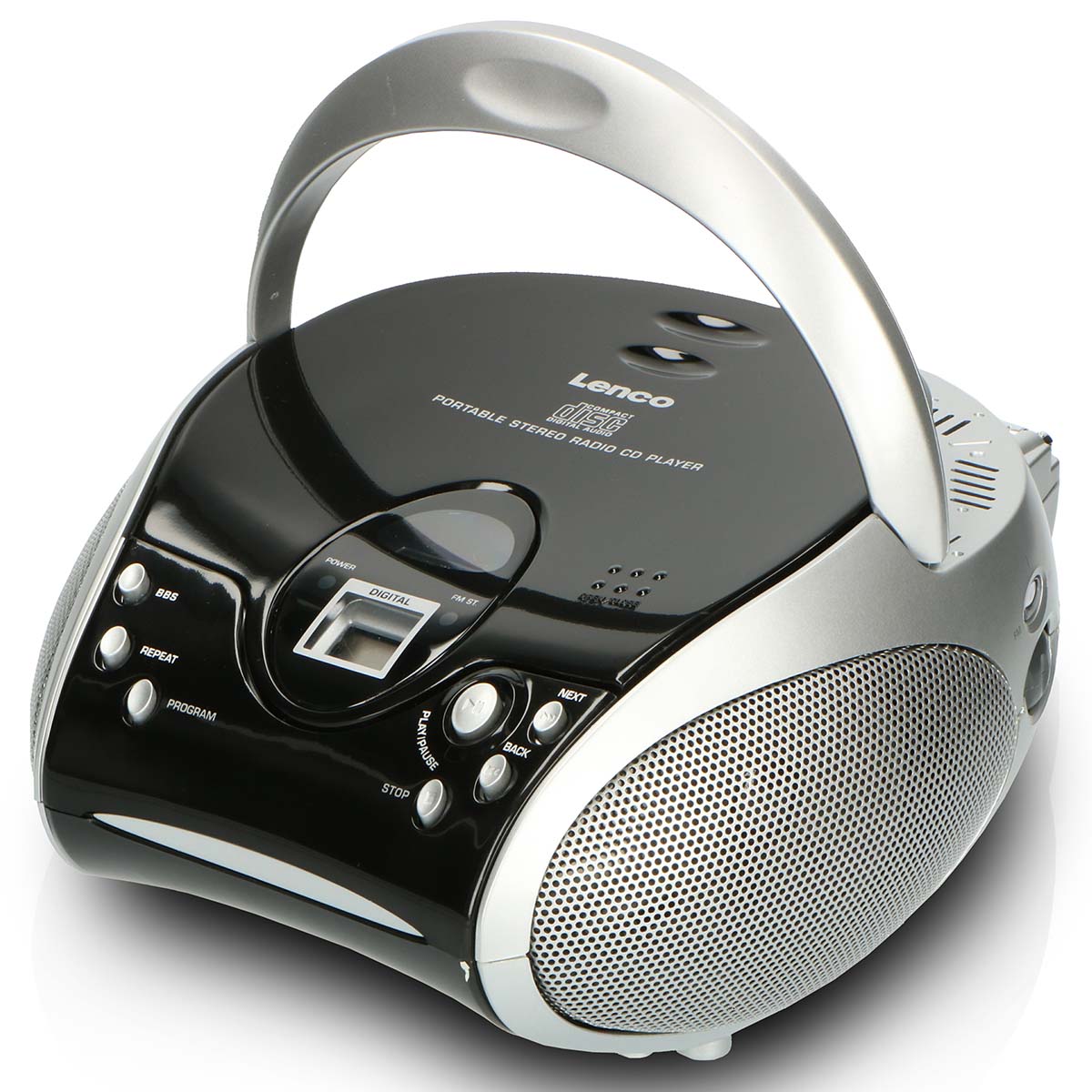 Bærbar stereo FM-radio med CD-spiller Svart/sølv