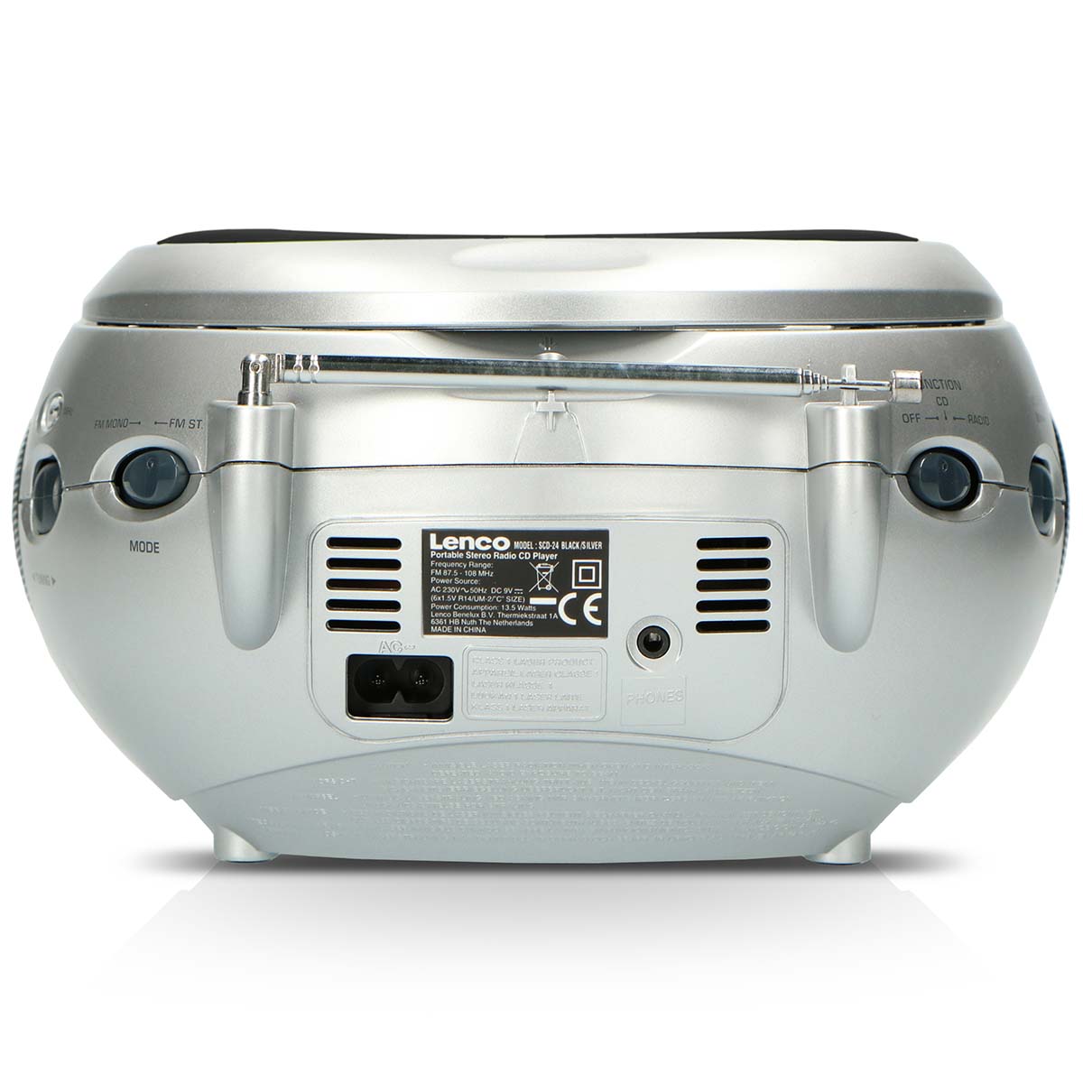 Bærbar stereo FM-radio med CD-spiller Svart/sølv