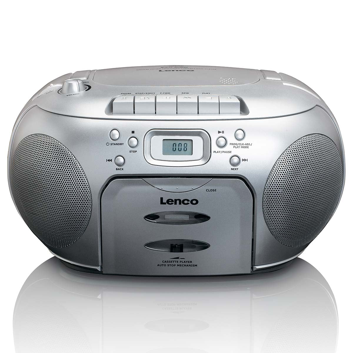 Bærbar FM-radio med CD- og kassettspiller, Sølv