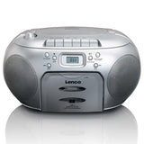 Bærbar FM-radio med CD- og kassettspiller, Sølv
