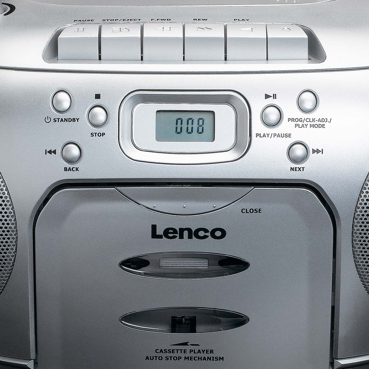 Bærbar FM-radio med CD- og kassettspiller, Sølv