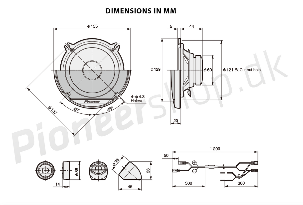 Pioneer TS-G130C bilhøyttalersystem (13 cm, 5,25")