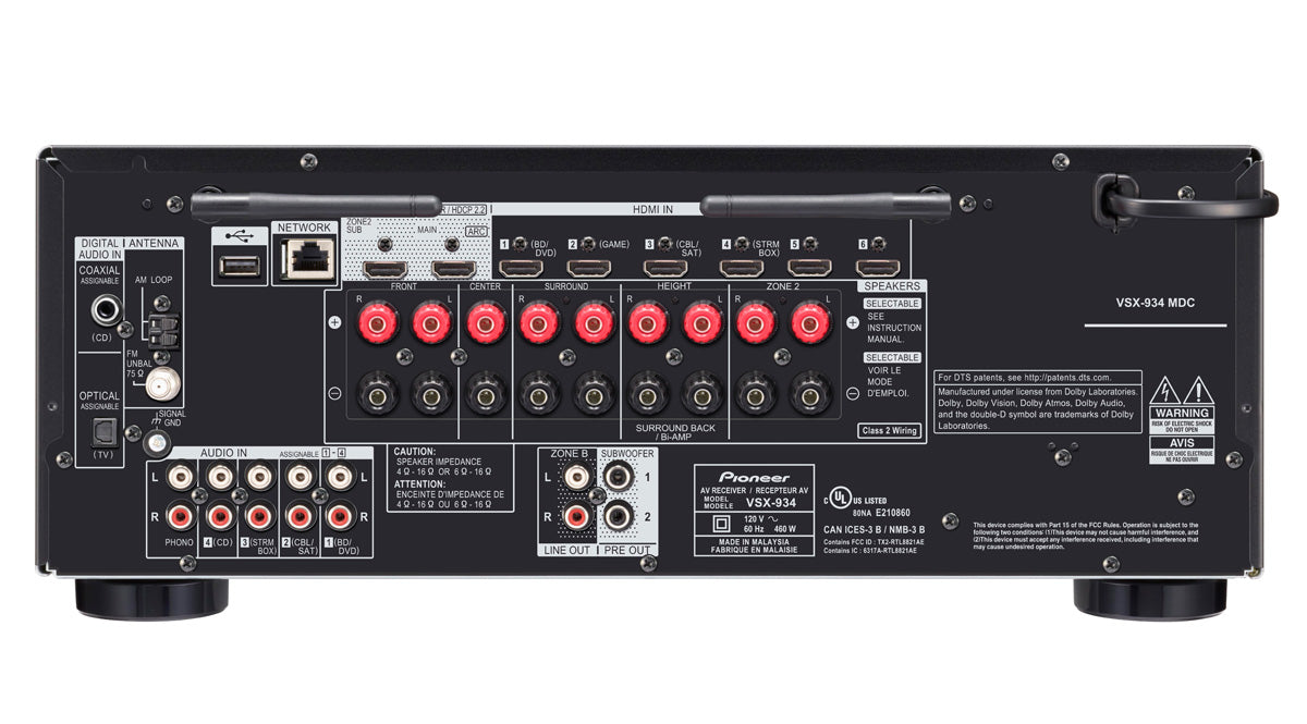 Pioneer VSX-935 7.2-kanals mottaker (sølv, 7x165W)