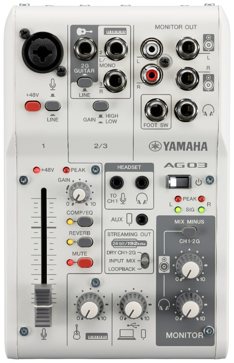 Yamaha AG03 MkII Live Streaming Bundle (hvit)