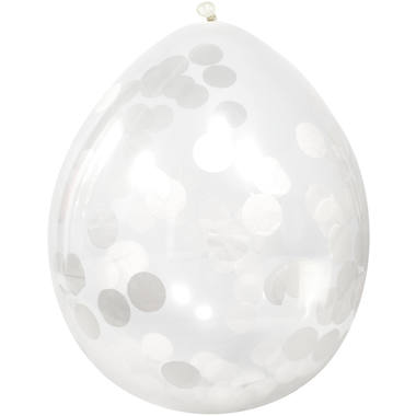 Ballonger med konfetti (hvit, 30 cm)