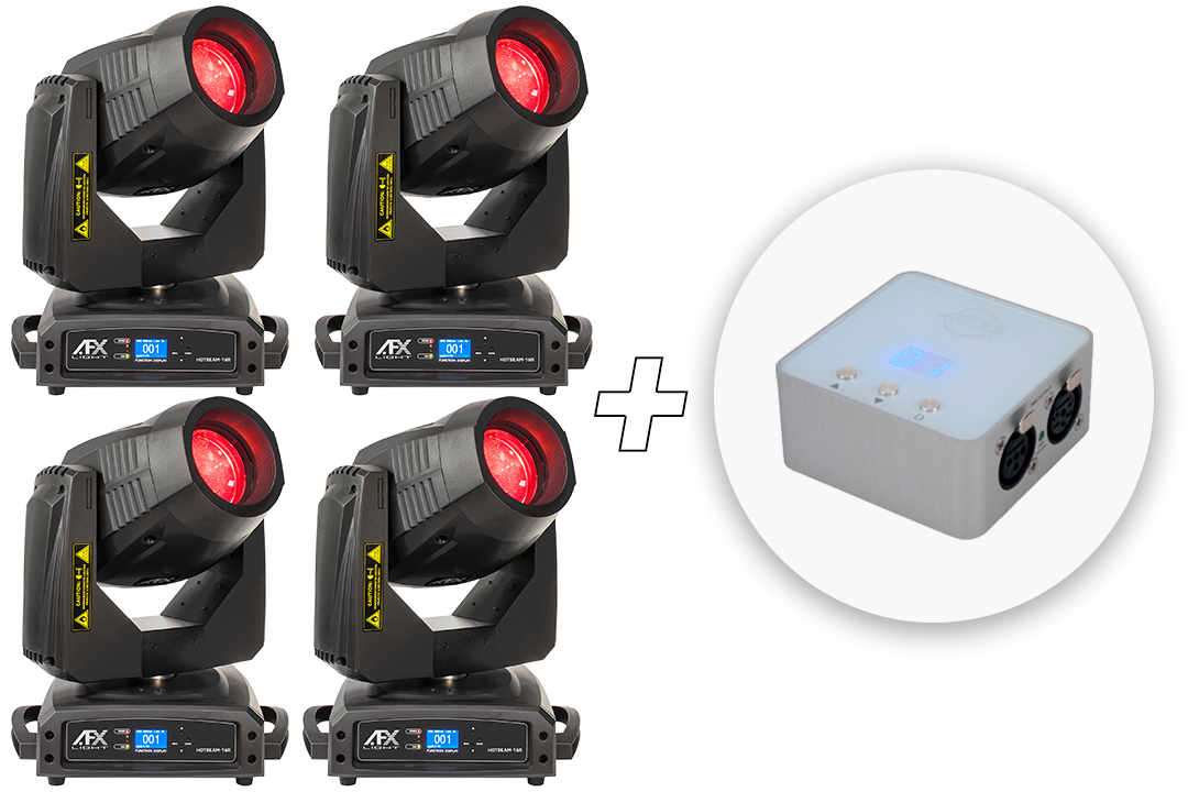 4 stk. AFX HOTBEAM 16R (Beam - Spot - Wash) + Gratis MyDMX 3.0